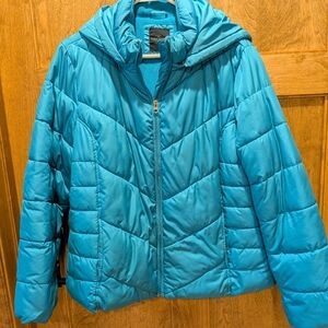 Women's Bright Blue Puffer Jacket, Size L